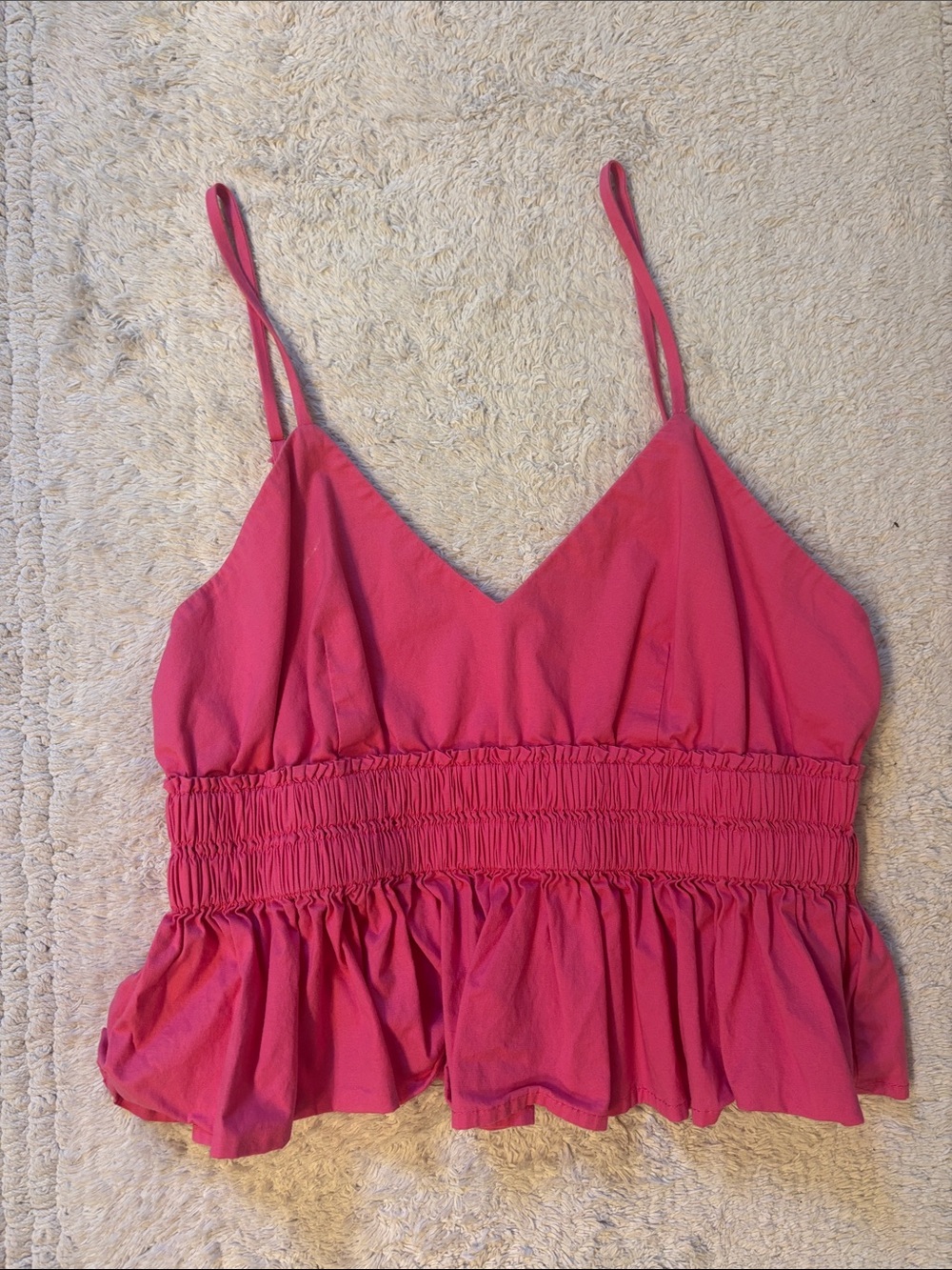 Cotton Candy Pink Smocked Peplum Cami